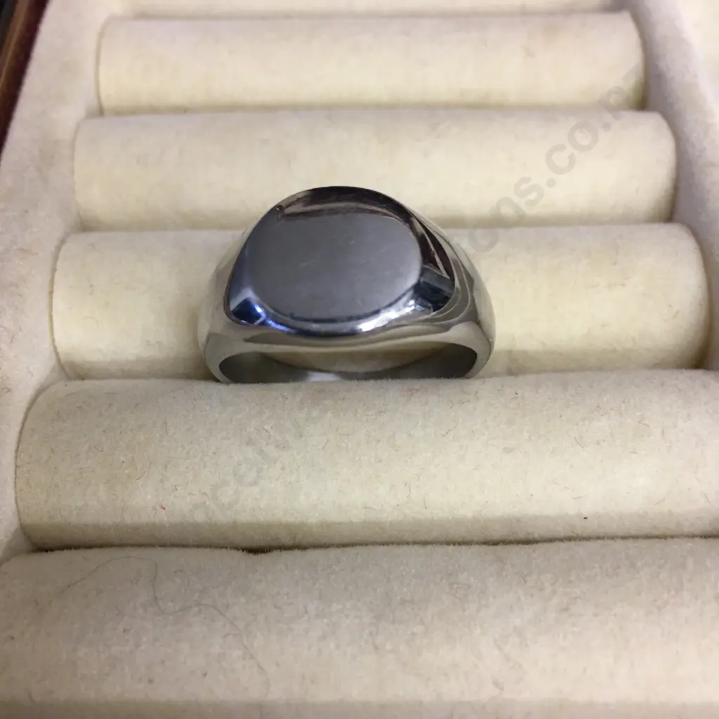 Chunky Silver Look Mens Ring Image 1++