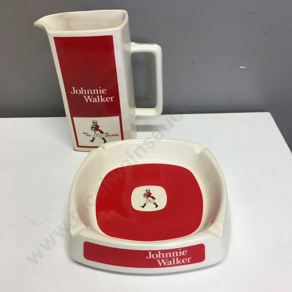 Vintage Johnnie Walker Still Going Strong Water Jug & Ashtray, Wade PDM Ceramic Image 1++