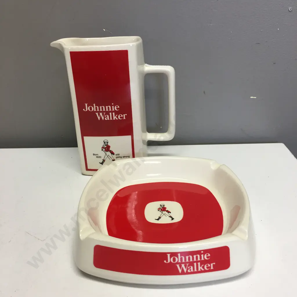 Vintage Johnnie Walker Still Going Strong Water Jug & Ashtray, Wade PDM Ceramic Image 1++