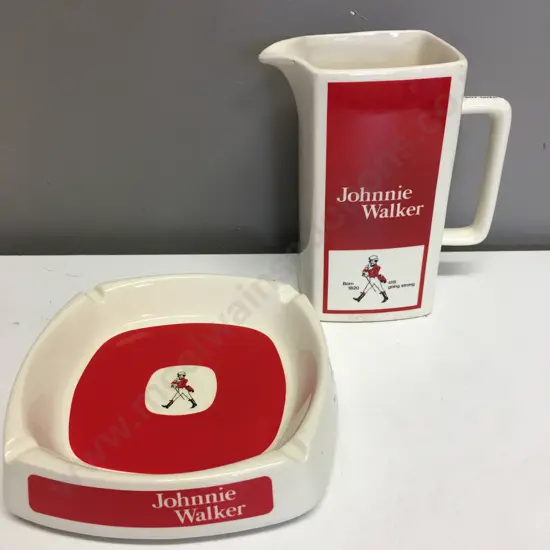 Vintage Johnnie Walker Still Going Strong Water Jug & Ashtray, Wade PDM Ceramic