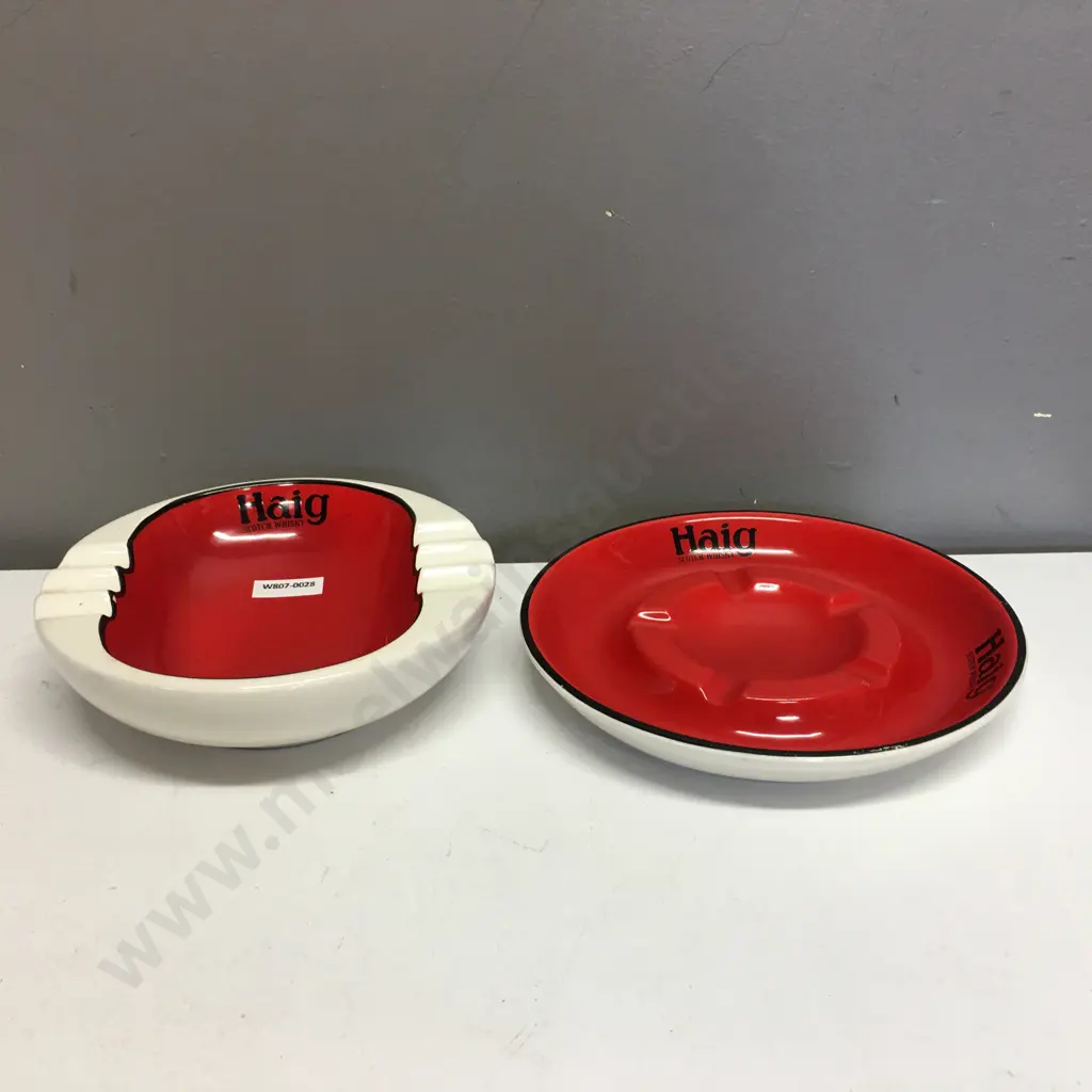Vintage Haig Scotch Whisky Carlton Ware Red Ceramic Ashtrays x 2 Image 1++