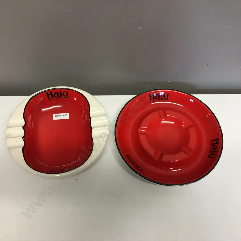 Vintage Haig Scotch Whisky Carlton Ware Red Ceramic Ashtrays x 2 Image 1++
