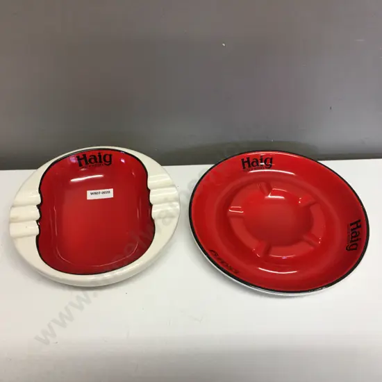 Vintage Haig Scotch Whisky Carlton Ware Red Ceramic Ashtrays x 2