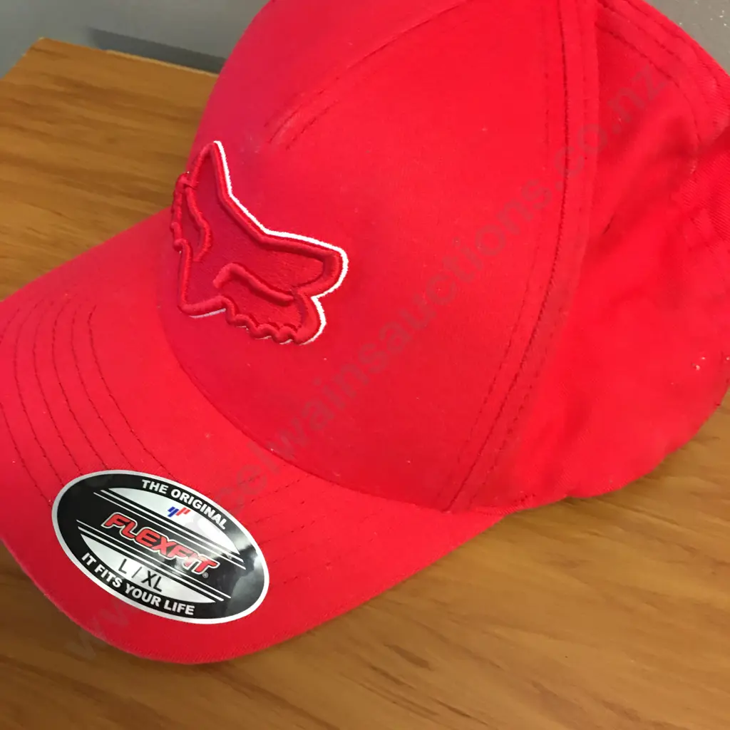 Fox Racing Flexfit Cap, Red L/XL Image 1++