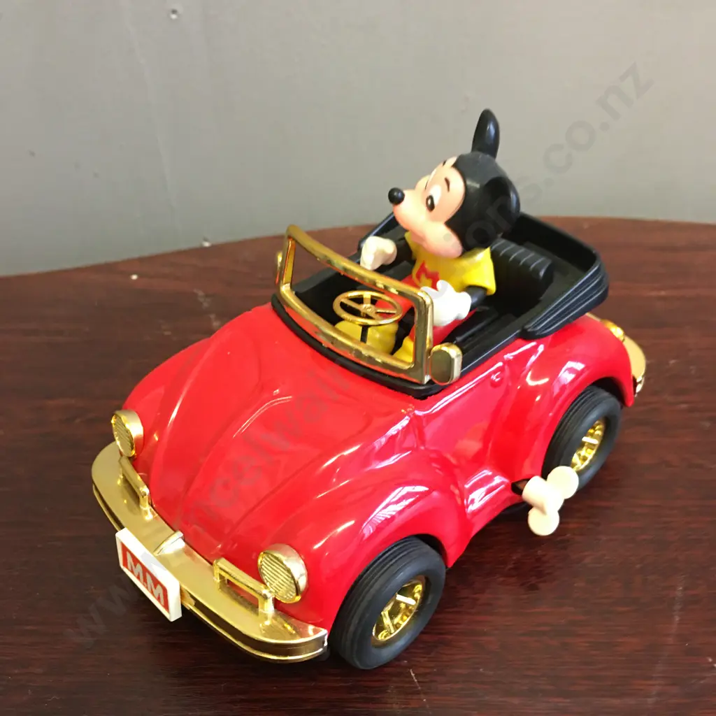 Vintage Walt Disney Productions Mickey Mouse Wind-Up Tin VW, Masudaya Corp Japan, 1983 Image 1++