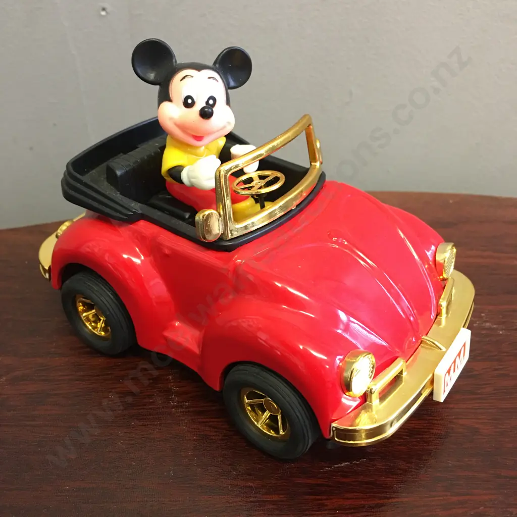 Vintage Walt Disney Productions Mickey Mouse Wind-Up Tin VW, Masudaya Corp Japan, 1983 Image 1++