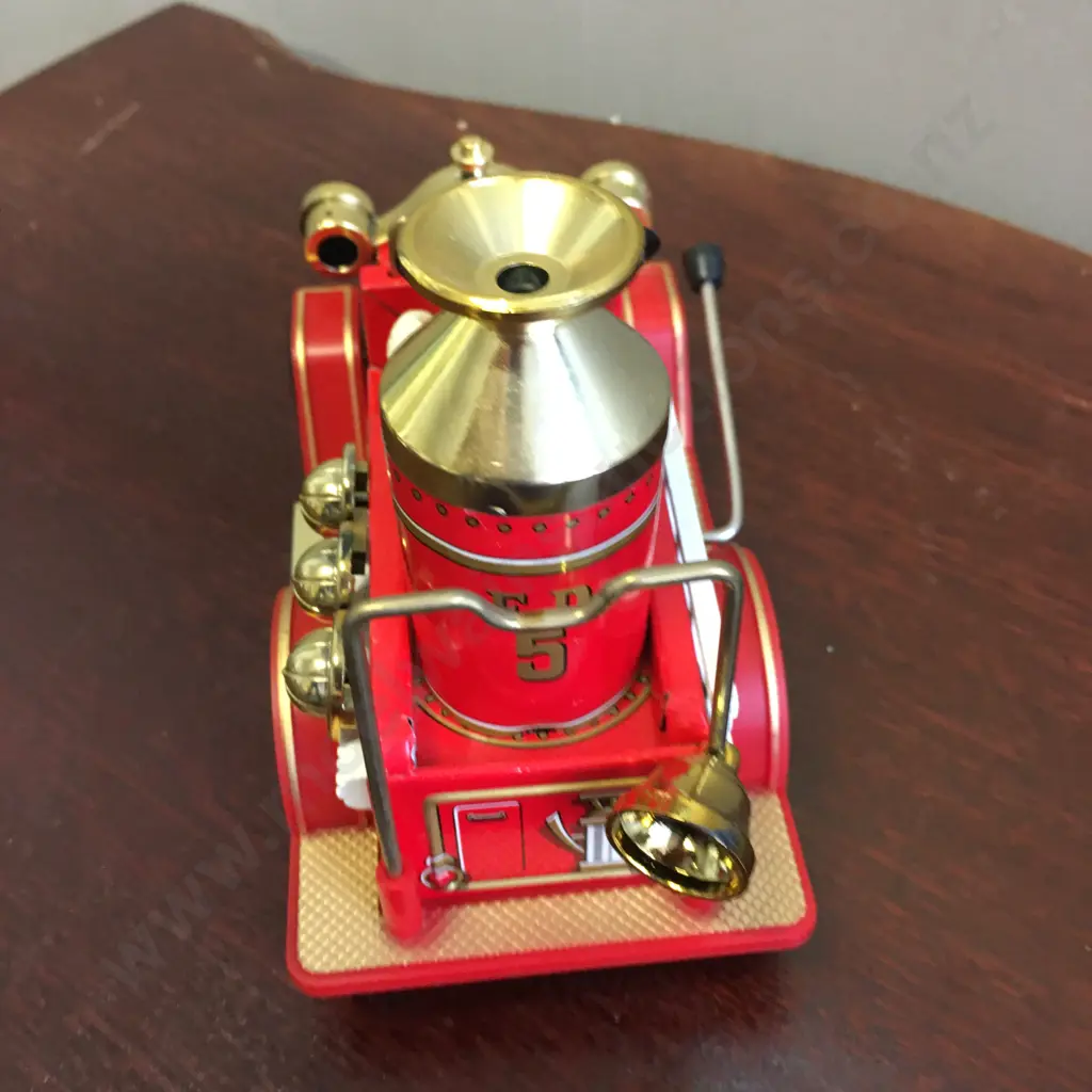 Vintage Walt Disney Productions Mickey Mouse Lever Toy Tinplate Fire Engine, Masudaya Corp Japan, 1984 Image 1++
