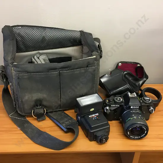 Ricoh KR-10x 35mm Film SLR Camera With Rikenon P Zoom 1:3.4-4.5  35-70mm Macro Lens, Flash, Bag Etc