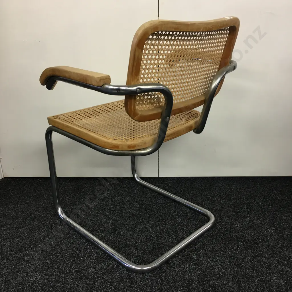 Marcel Breuer Cesca Style Wood & Chrome With Cane Dining Chair Image 1++