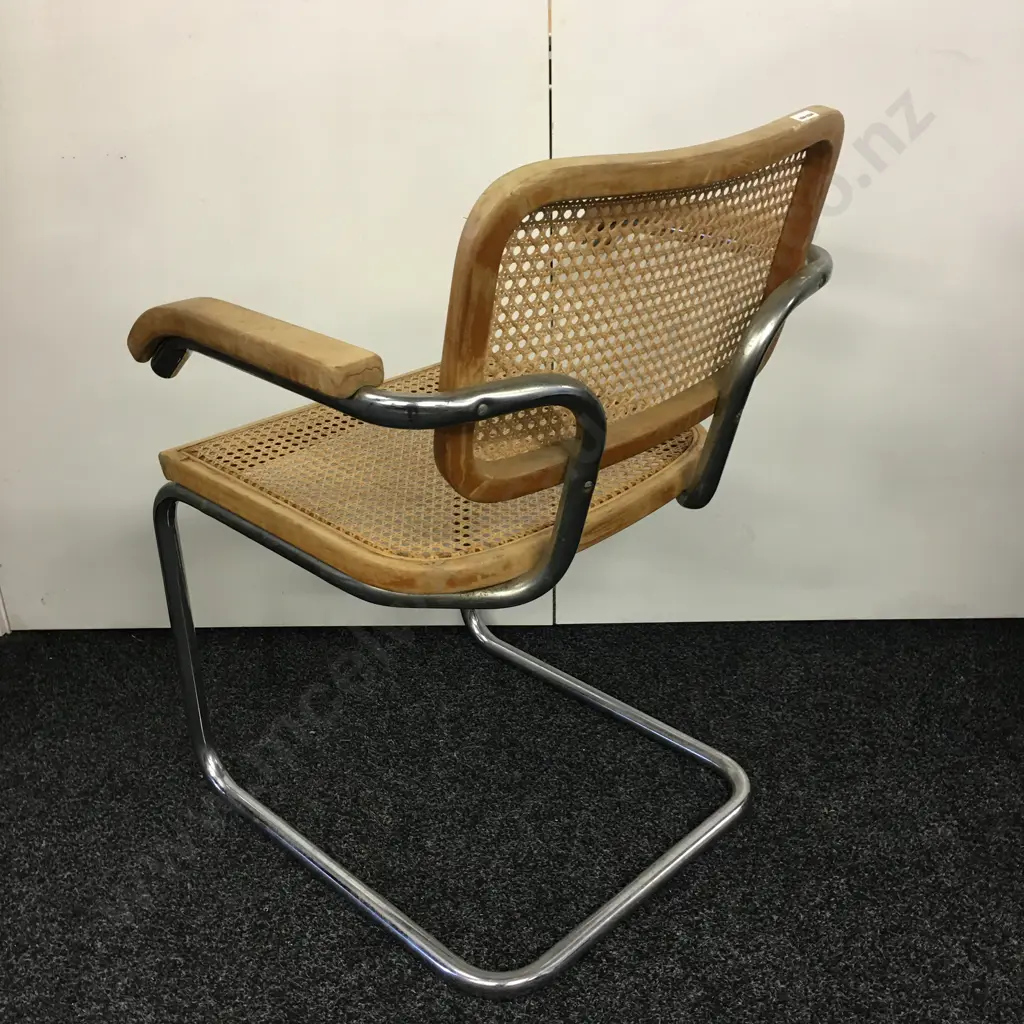 Marcel Breuer Cesca Style Wood & Chrome With Cane Dining Chair Image 1++