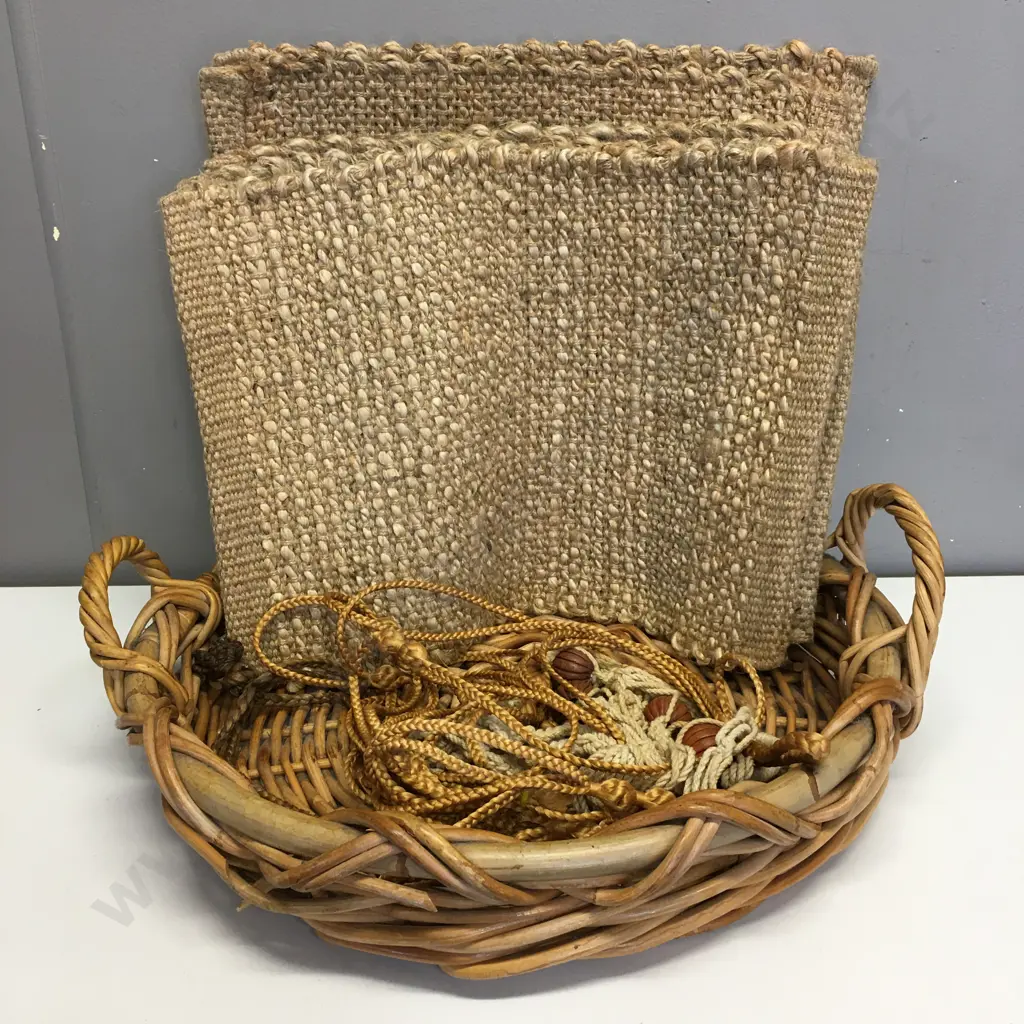 Double Handled Round Cane Serving Tray, Placemats & Plant Holders Image 1++
