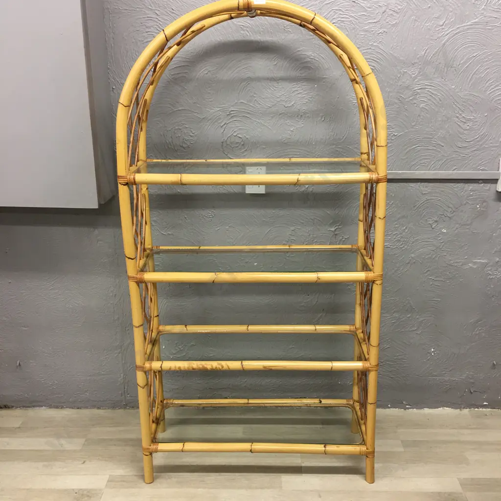 Dome Top Cane Shelf Unit With 4 Glass Shelves, 160 x 81cm Image 1++