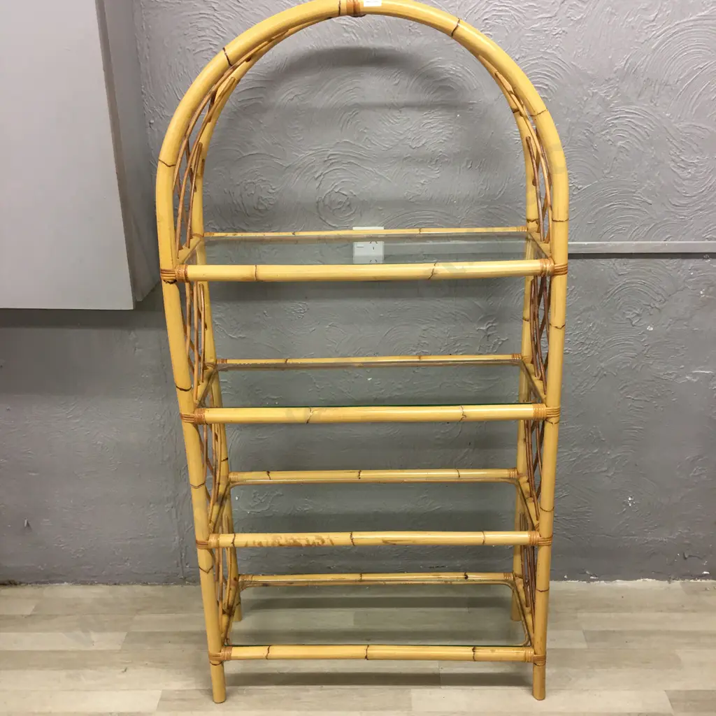 Dome Top Cane Shelf Unit With 4 Glass Shelves, 160 x 81cm Image 1++