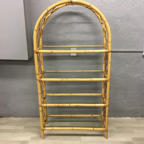 Dome Top Cane Shelf Unit With 4 Glass Shelves, 160 x 81cm