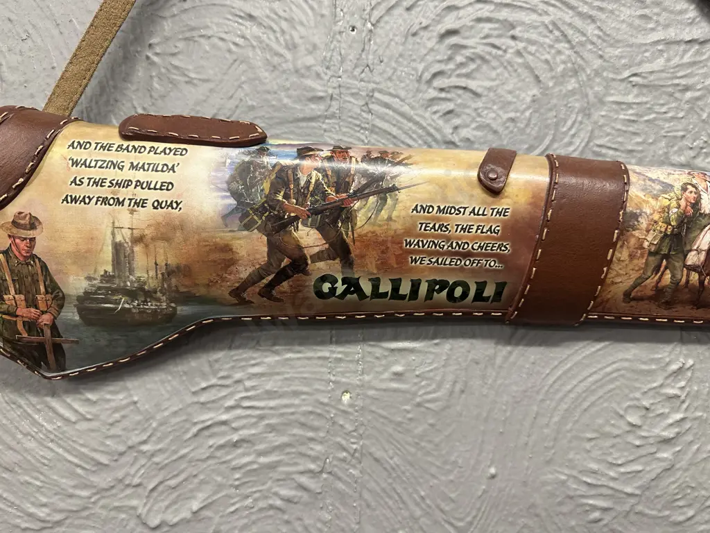 Rare Centenary Of Gallipoli Replica Rife, Leather Look Strap, L90cm Image 1++