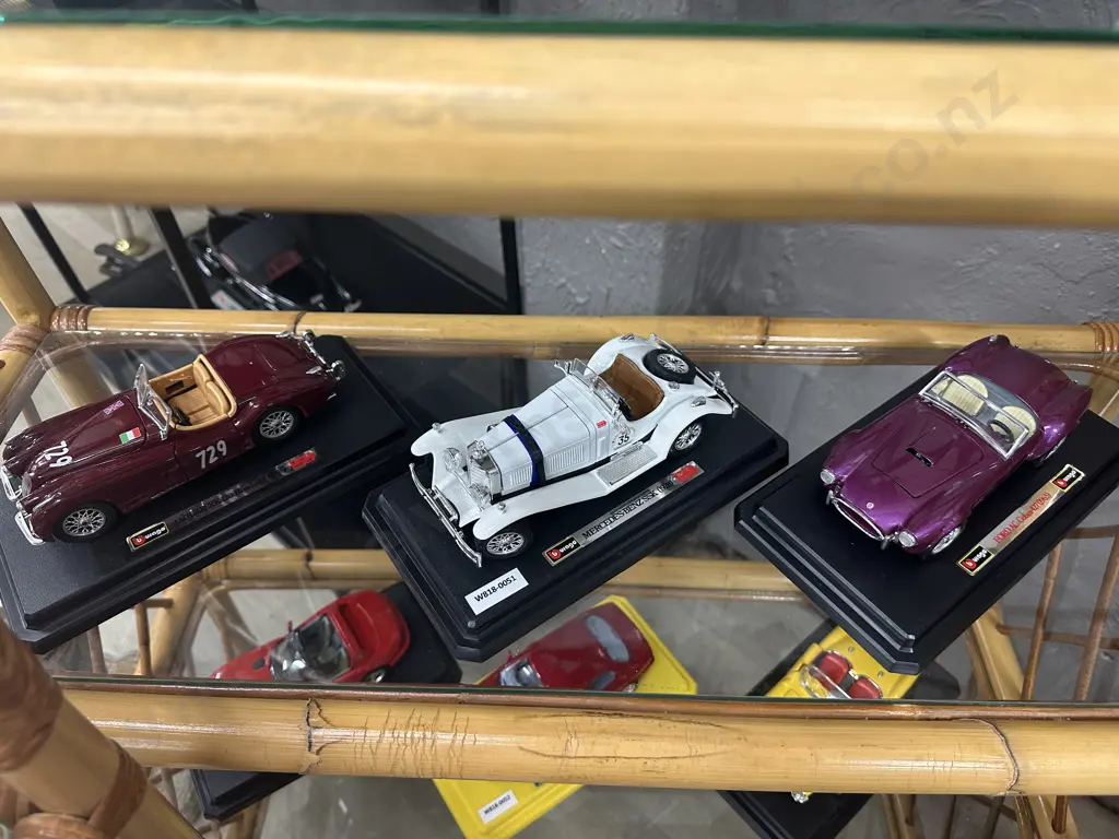 Lot of 3 Burago Diecast Model Cars With Bases Image 1++