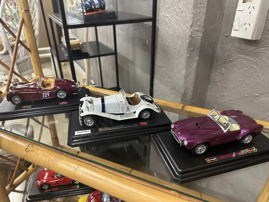 Lot of 3 Burago Diecast Model Cars With Bases Image 1++