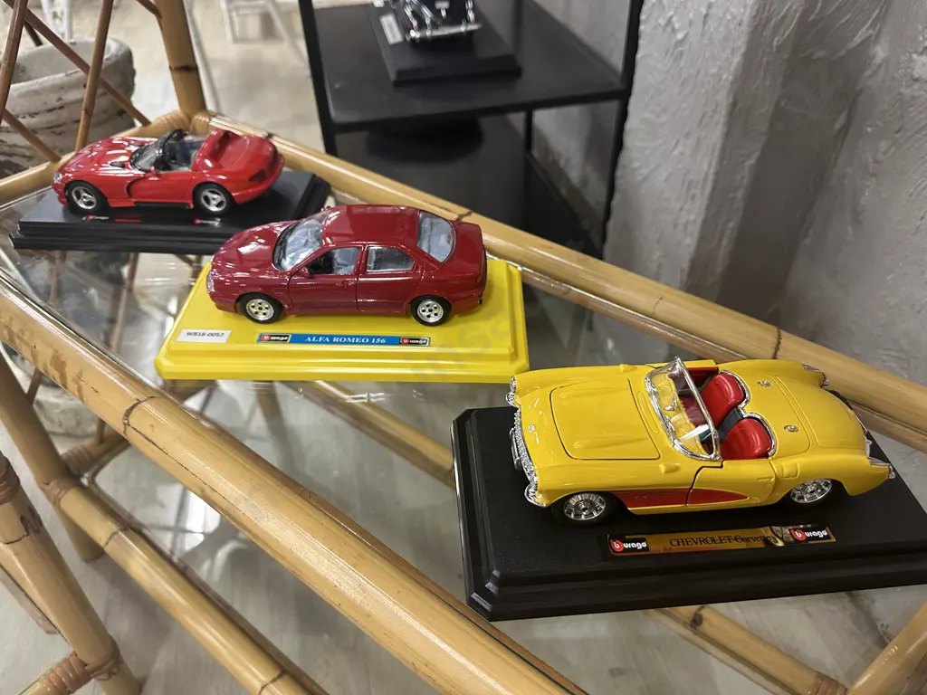 Lot of 3 Burago Diecast Model Cars With Bases Image 1++