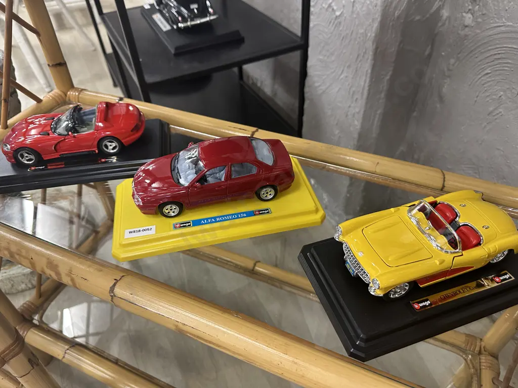 Lot of 3 Burago Diecast Model Cars With Bases Image 1++