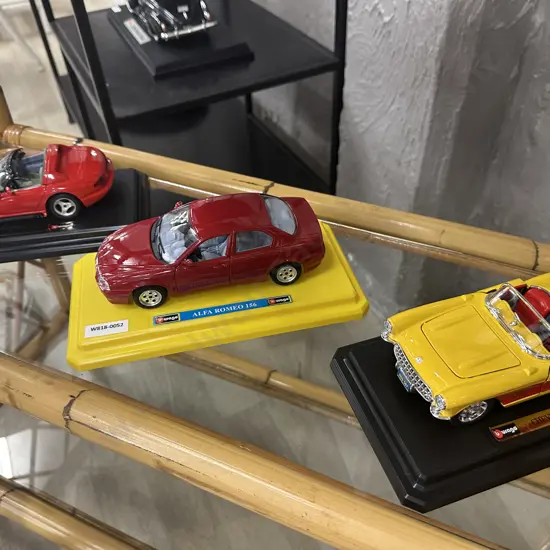 Lot of 3 Burago Diecast Model Cars With Bases