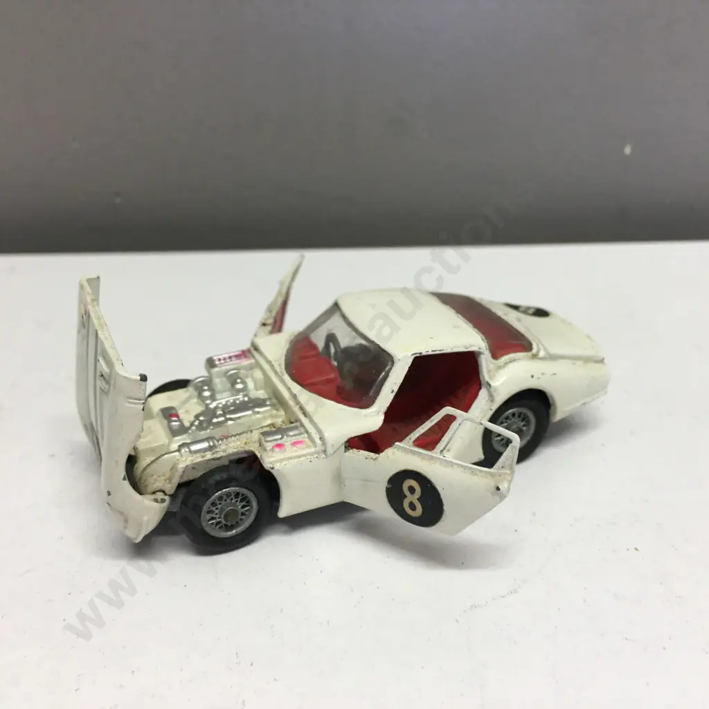 Rare Corgi 324 Marcos 1800 G.T With Volvo Engine, White With Green Stripes,1966-69, Good Condition (1 Tyre Has Split) Image 1++
