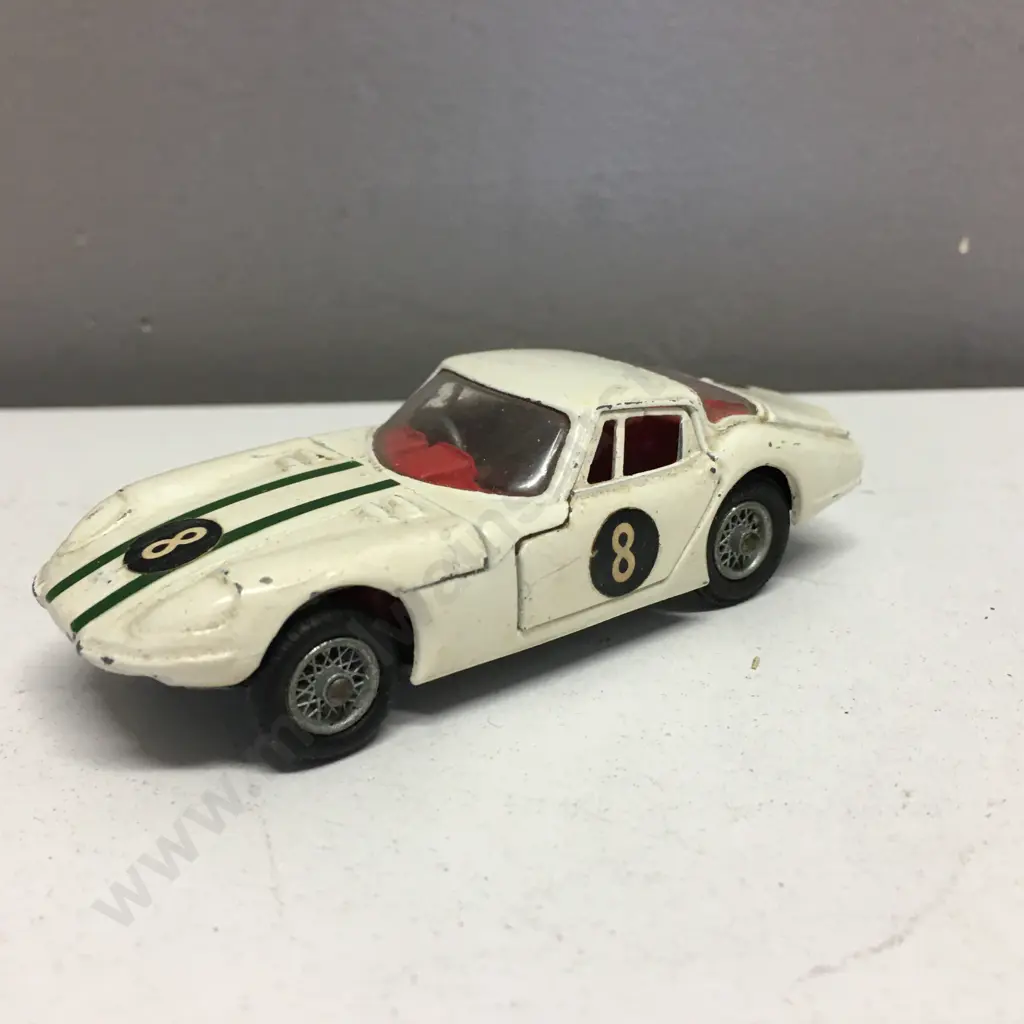 Rare Corgi 324 Marcos 1800 G.T With Volvo Engine, White With Green Stripes,1966-69, Good Condition (1 Tyre Has Split) Image 1++