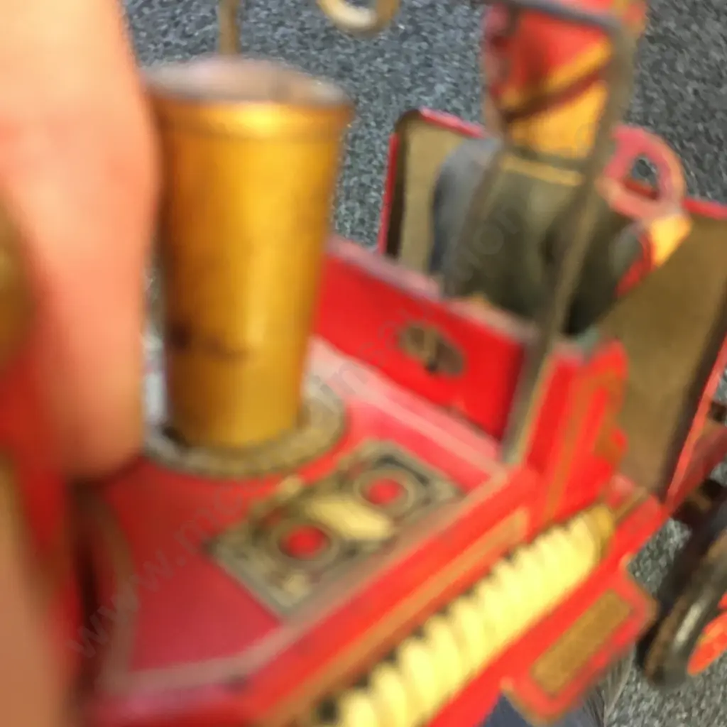 Vintage Tin Litho Friction Fire Engine 1912, Trade Mark Modern Toys Japan, 9.5 x 14cm Image 1++