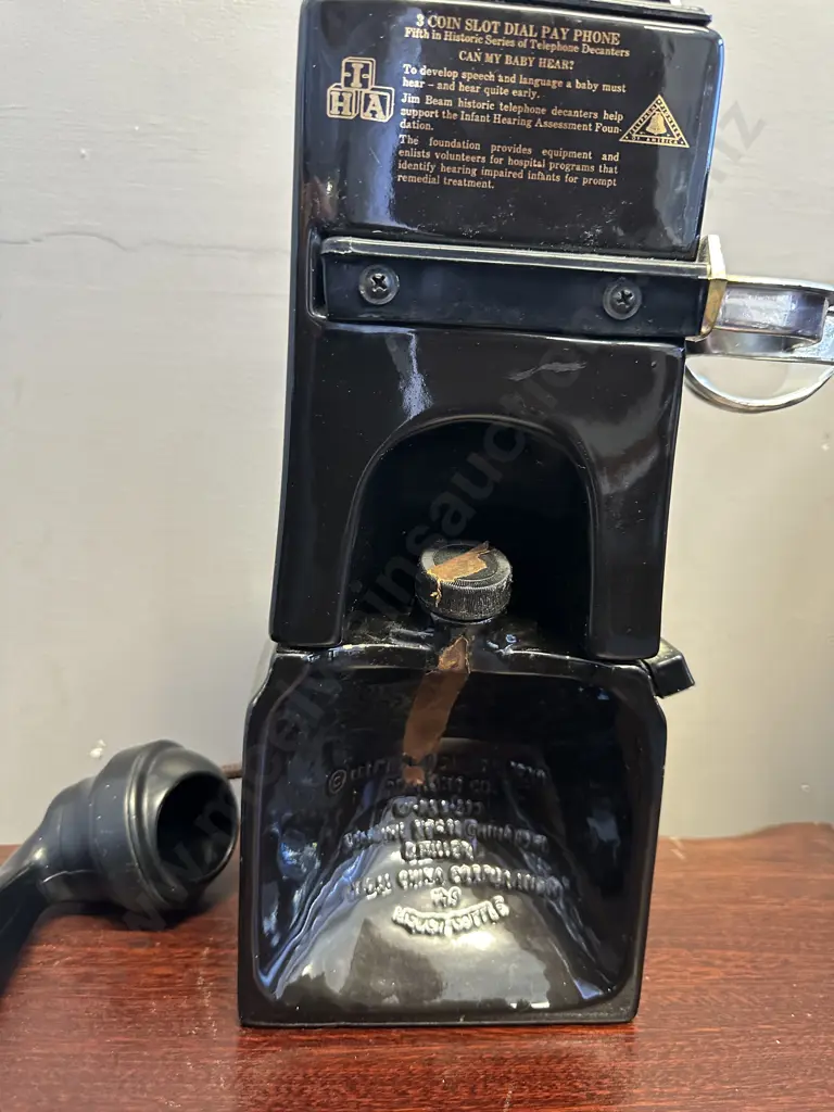Vintage Jim Beam Decanter - Black Replica 3 Coin Slot Dial Pay Phone, Regal China Image 1++