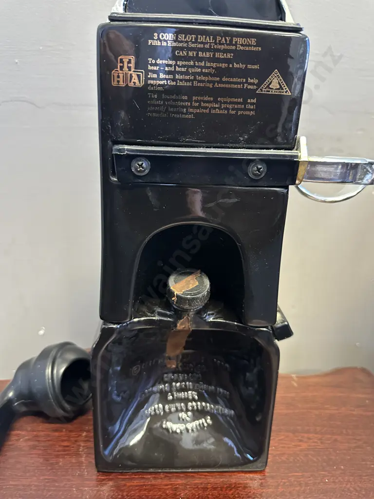 Vintage Jim Beam Decanter - Black Replica 3 Coin Slot Dial Pay Phone, Regal China Image 1++