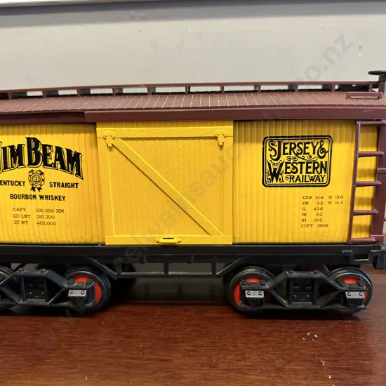 Vintage Jim Beam Decanter - Jim Beam Jersey & Western Railway Yellow Box Car, Sliding Doors, Regal China