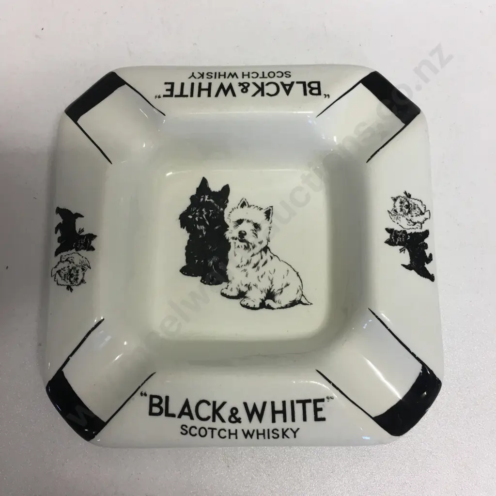 Vintage Black & White' Scotch Whiskey Burleigh Ware Water Jug With James Green & Nephew Ashtray (Handle Repaired) Image 1++