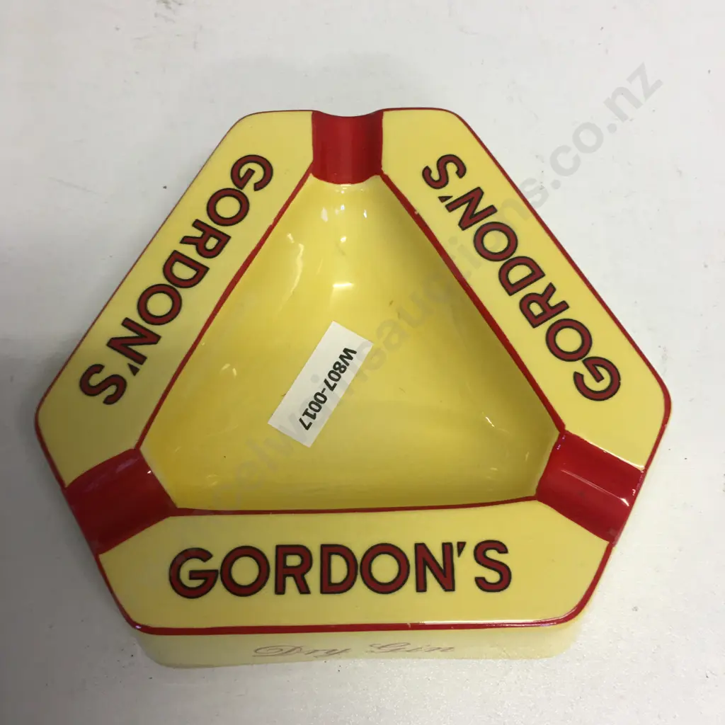 Vintage Gordon's Dry Gin Carltonware Advertising Ashtray, Red & Yellow Image 1++