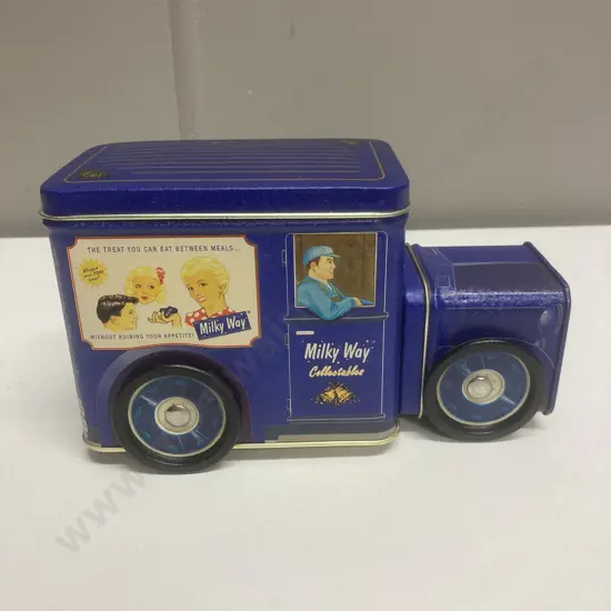 Rare Limited Edition Milky Way Collectables Vintage Blue Truck, Confectionary Tin, Late 1990s, H10.5 W18 D8cm