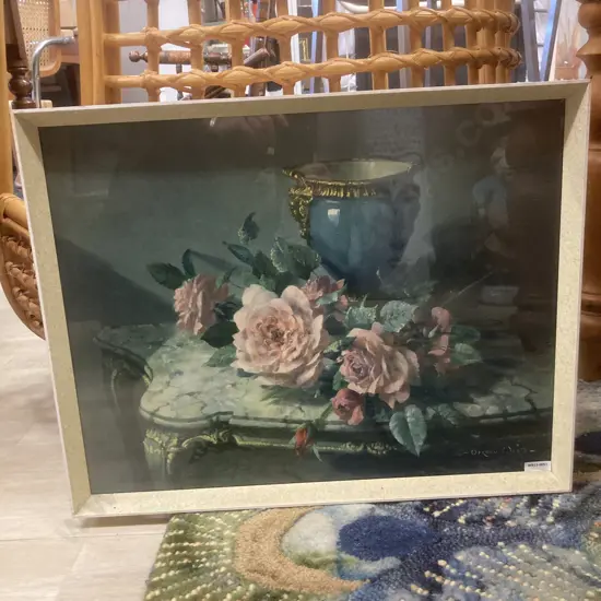 Vintage 1950s Vernon Ward 'English Roses & French Porcelain' Print Framed With Glass, 46 x 58cm
