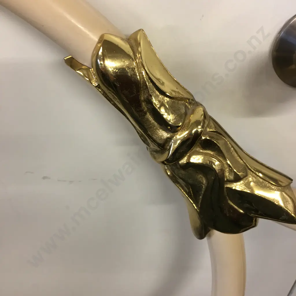 Vintage Brass & Antique Cream Bed Frame, L138cm Image 1++