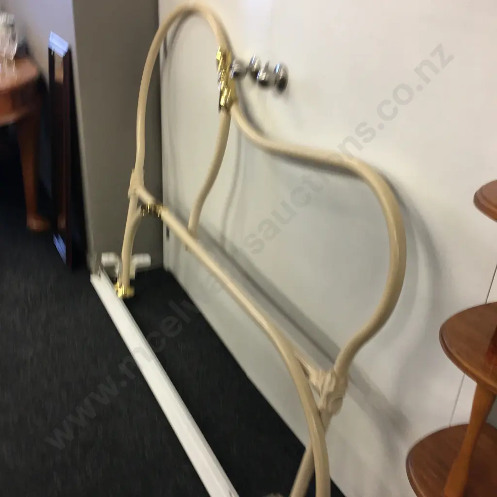 Vintage Brass & Antique Cream Bed Frame, L138cm Image 1++