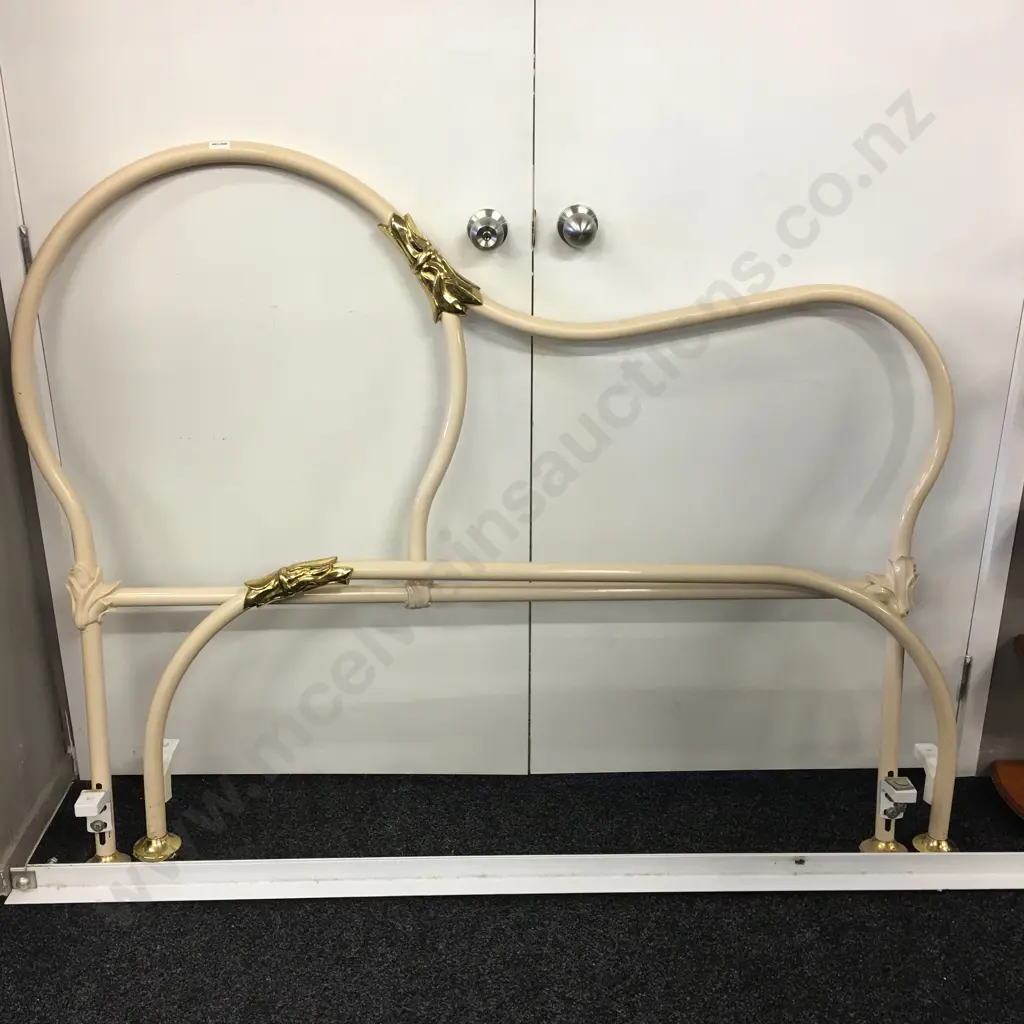 Vintage Brass & Antique Cream Bed Frame, L138cm Image 1++