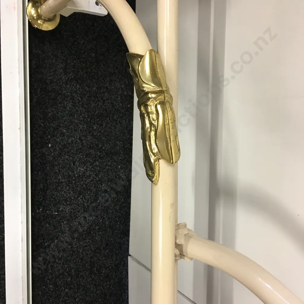 Vintage Brass & Antique Cream Bed Frame, L138cm Image 1++