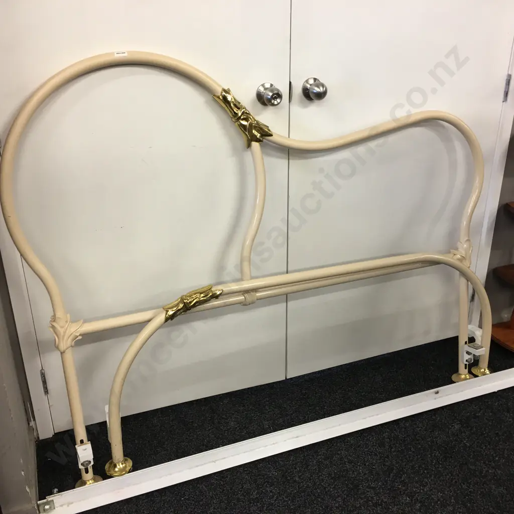 Vintage Brass & Antique Cream Bed Frame, L138cm Image 1++