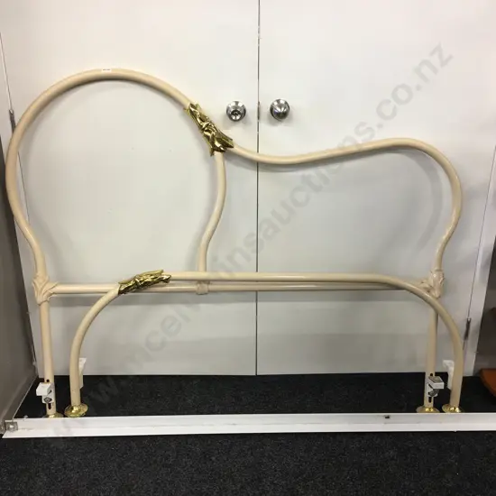 Vintage Brass & Antique Cream Bed Frame, L138cm