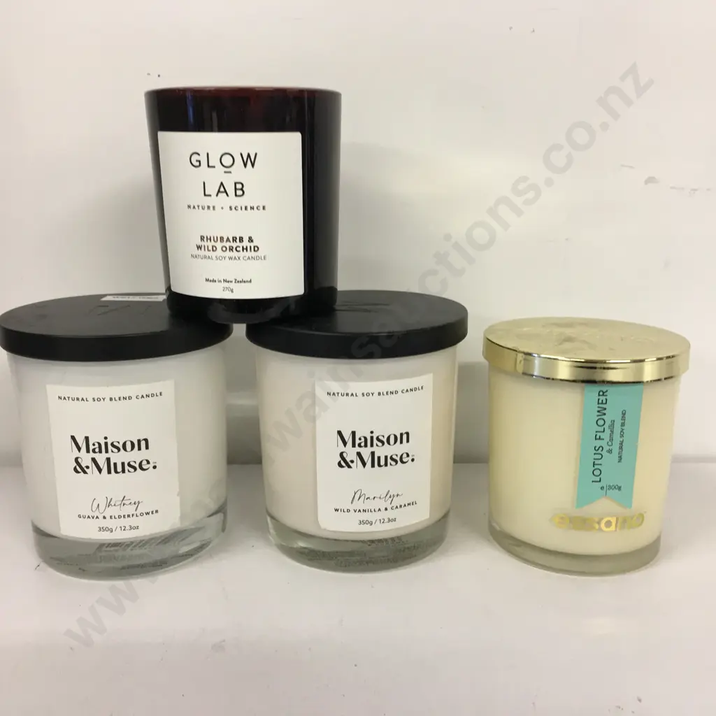 Maison & Muse Soy Blend Candles x 2, Essano Lotus Flower & Glow Lab Candles Image 1++