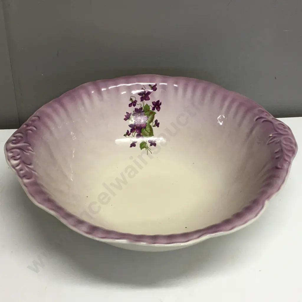 Large Vintage Wash Bowl, Mauve & Cream, Dia 42cm (Edge AF) Image 1++
