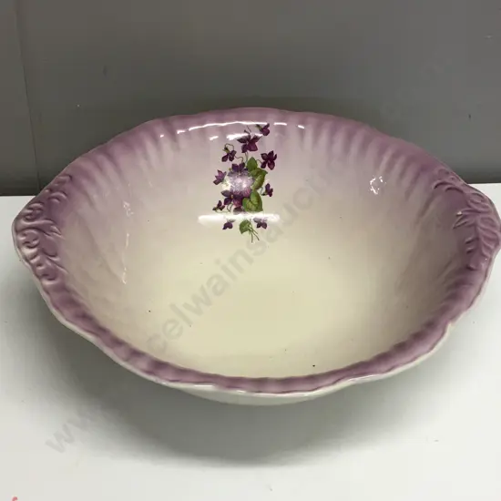 Large Vintage Wash Bowl, Mauve & Cream, Dia 42cm (Edge AF)