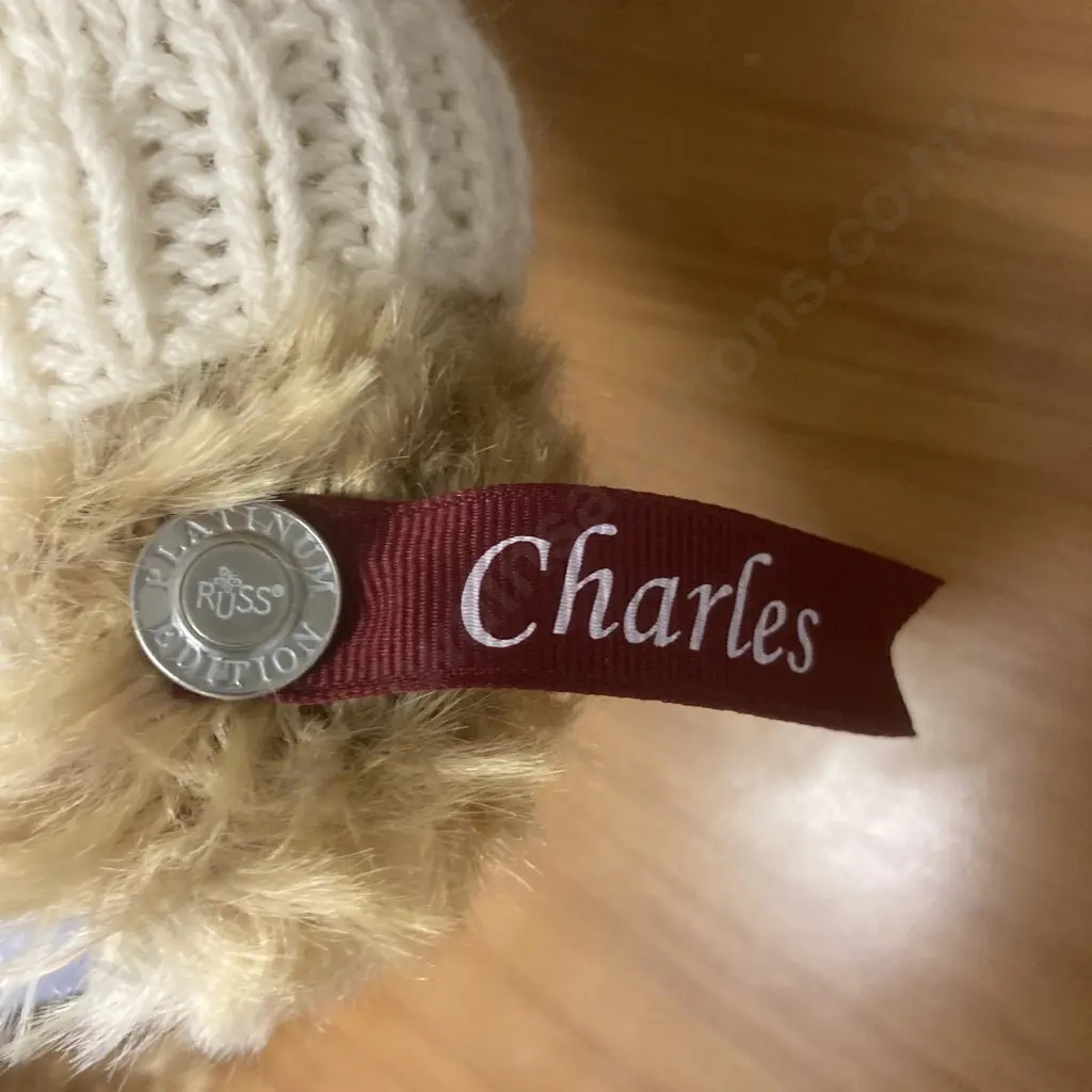Russ Teddy Bear The Platinum Edition Charles With Tag & Smaller Teddy Bear With Initials On Foot Image 1++