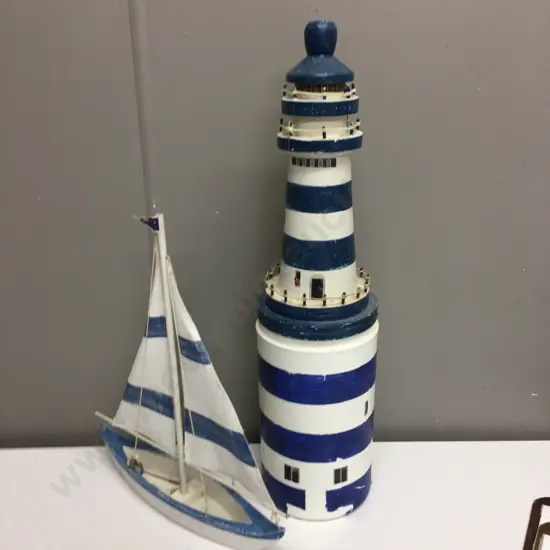 Decorative Lighthouse & Sailing Ship