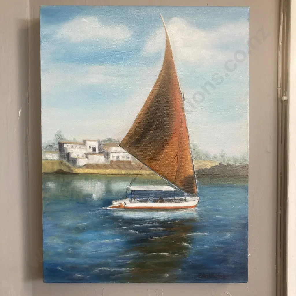 'Feluca Fun' Original Artwork On Canvas by Elizabeth Anthony 41 x 30cm Image 1++