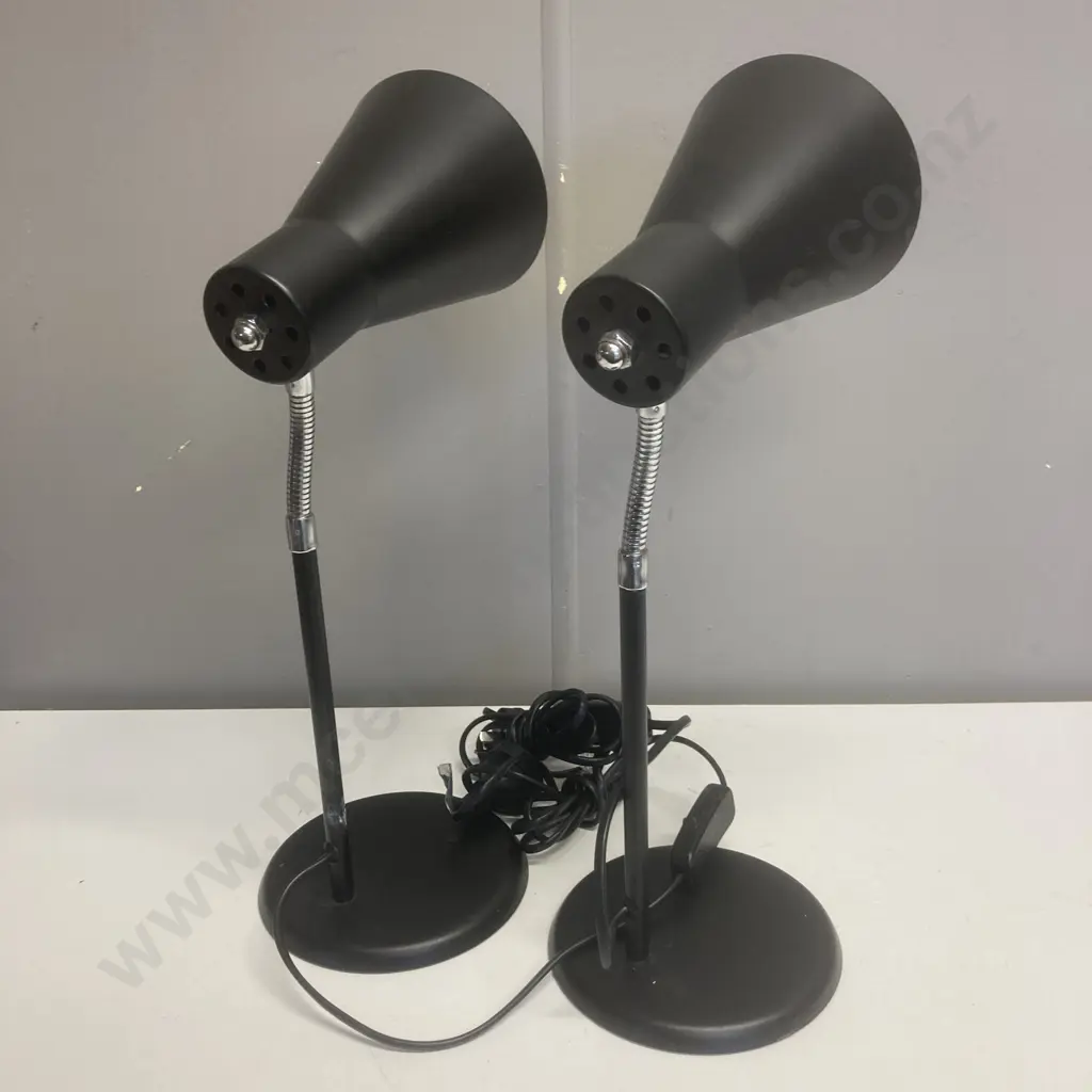 Pair of Black Desk Lamps Image 1++