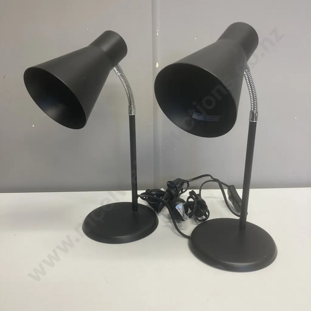 Pair of Black Desk Lamps Image 1++
