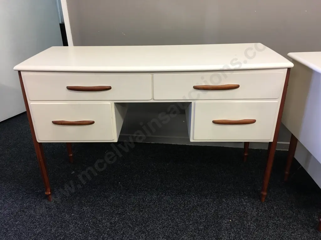 Retro Two Piece Bedroom Suite White With Wood Detail Image 1++