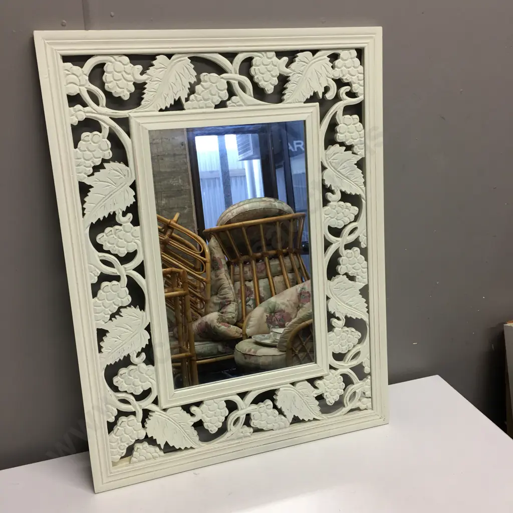 Rectangular Cream Ornate Mirror, 63 x 48cm Image 1++
